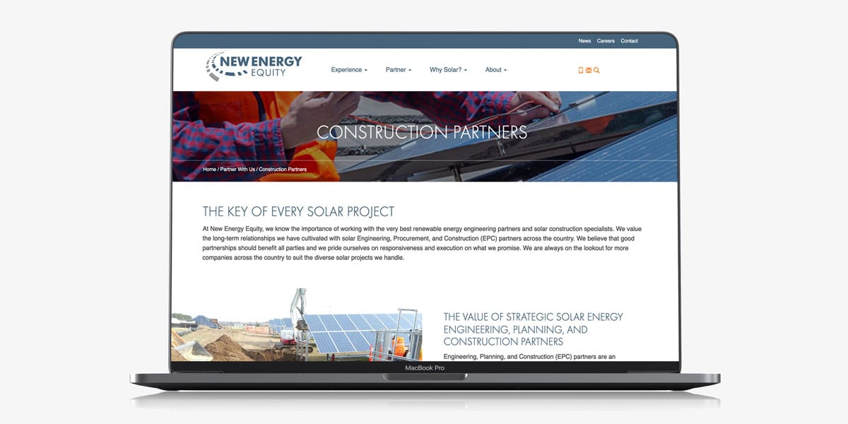 new energy equity website laptop