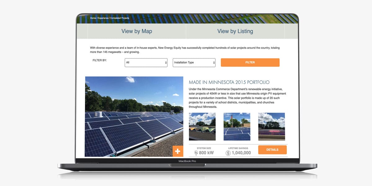 new energy equity website laptop