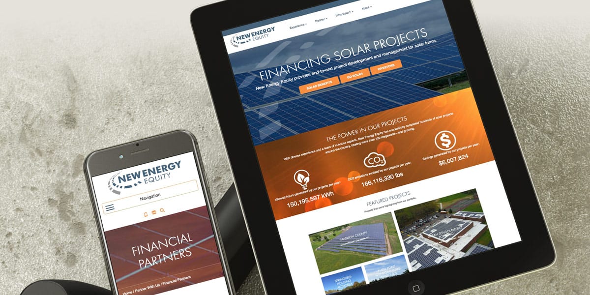 new energy equity website phone tablet